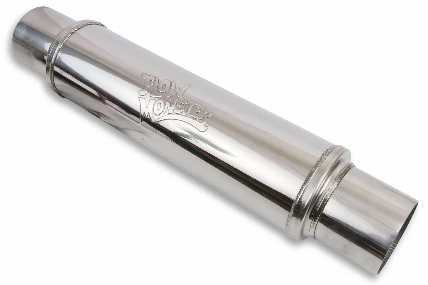 Flowmonster Round Performance Muffler 3.00 Inlet_ 3.00 Outlet 14419-FM Polished